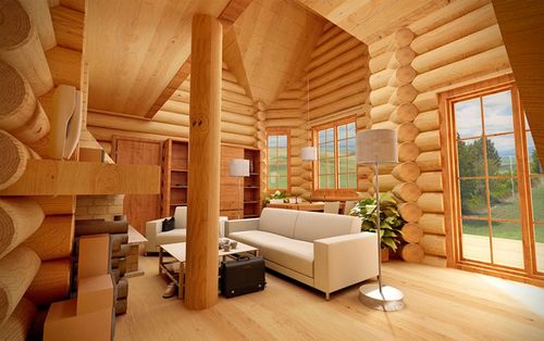 дизайн интерьера деревянного дома из бруса