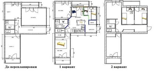 трехкомнатная квартира с проходной комнатой