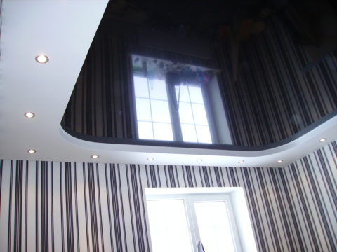 Комбинированный потолок гипсокартон и натяжной, потолок из гипсокартона, натяжной потолок с