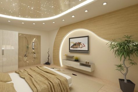 Потолки из гипсокартона для спальни фото фотогалерея, дизайн двухуровневого с подсветкой