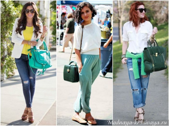 Зеленый цвет в одежде.</div>
<div> С чем сочетается, к какому подходит, кому идет, с чем носить. Фото» /></div>
<div style=
