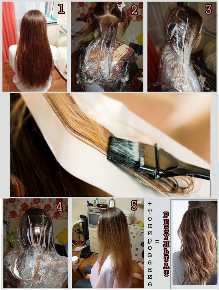 Калифорнийское мелирование на темные волосы средней длины, короткие, длинные. Техника окрашивания,