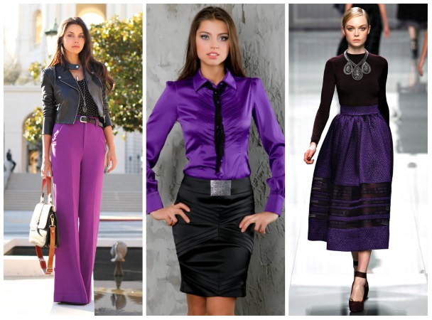 Какой цвет сочетается с фиолетовым в одежде женщины, что означает, с чем носить, кому идут оттенки