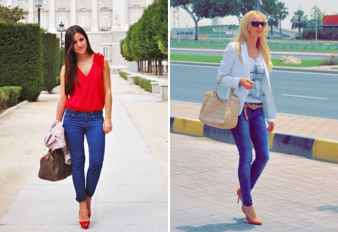 Темно-синие джинсы женские. С чем носить скинни, клеш, с классической, высокой талией
