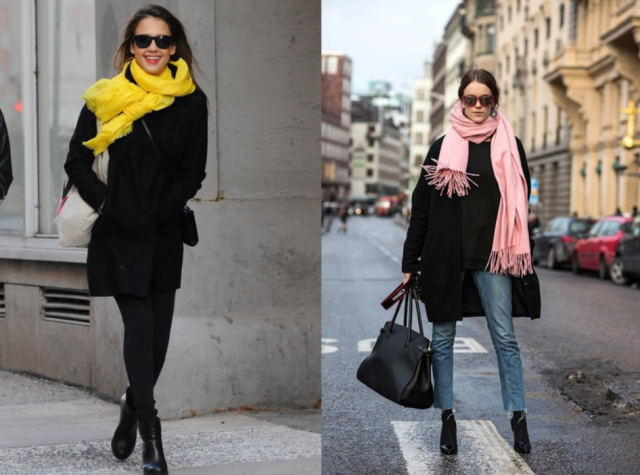 Будь модной! Подборка аксессуаров к классическому черному пальто
