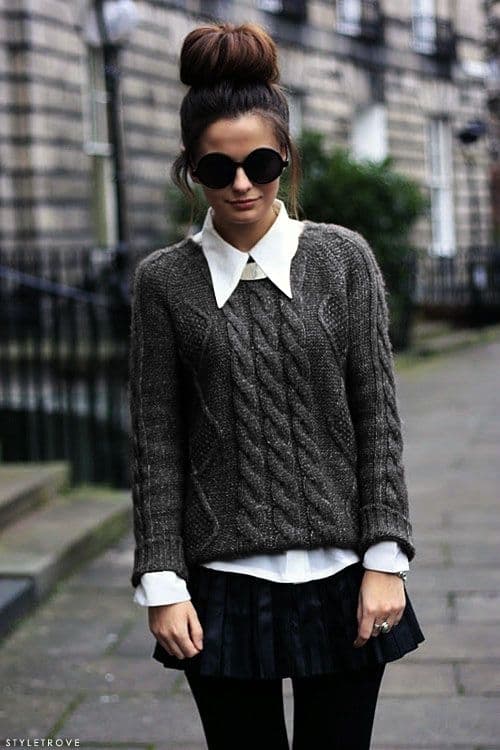 Как женщине стильно выглядеть в рубашке со свитером