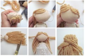 Как сделать кукле волосы из ниток