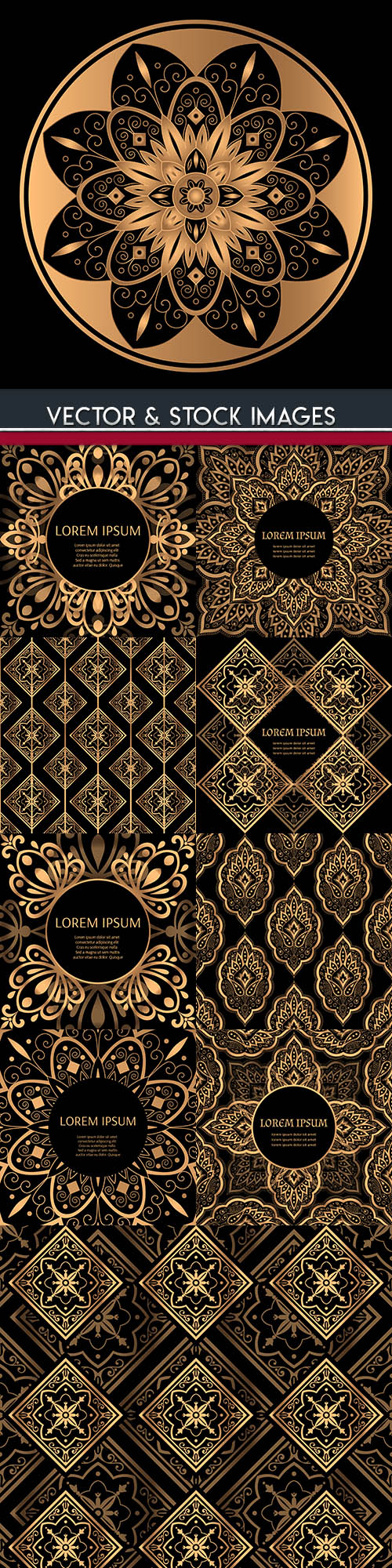 Golden luxury flower ornament decoration pattern