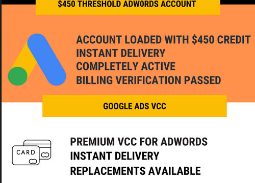 Adwords Fully Verified $450 Credits Account and VCC