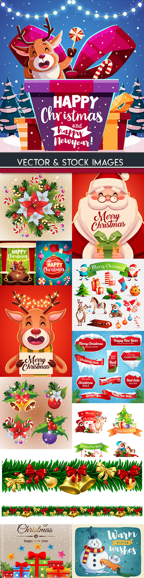 Merry Christmas and New Year background decorative 19
