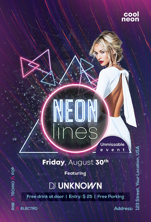 Neon Lines - Premium flyer psd template