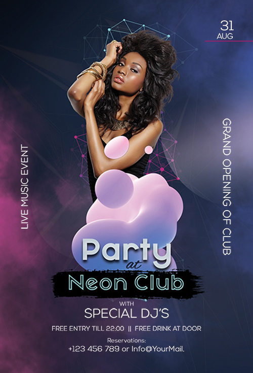 Neon Club Party - Premium flyer psd template