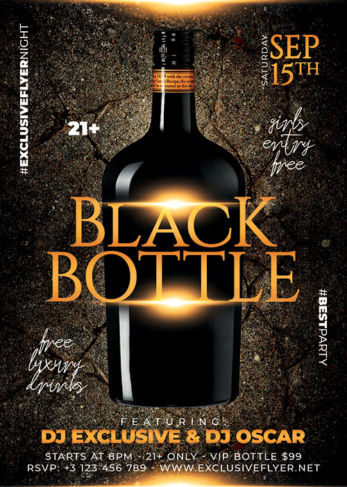 Black_bottle_party - Premium flyer psd template