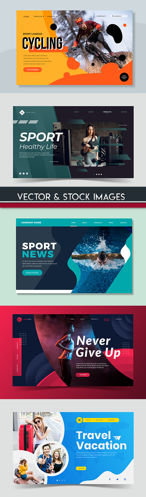 Sports and lifestyle page illustration template