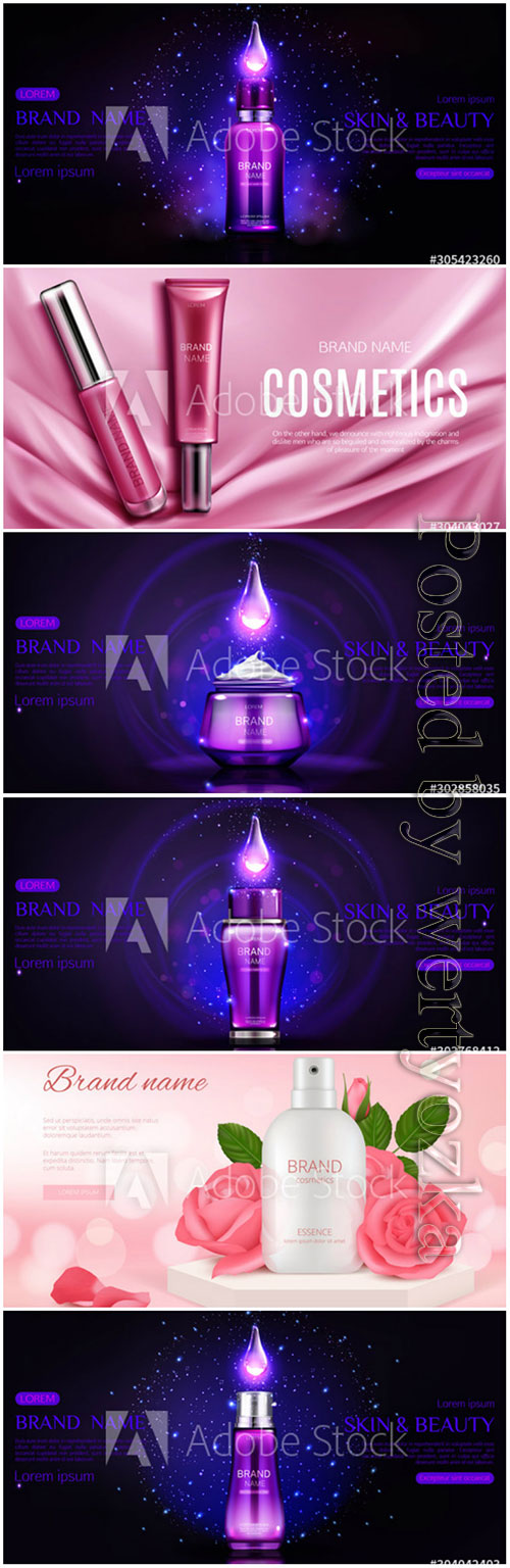 Beauty product cosmetic advertising promo poster realistic 3d vector 