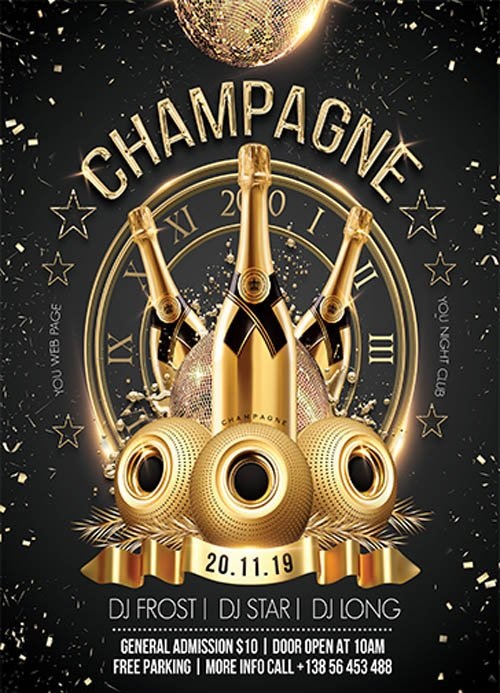 Champagne Night Party V2211 2019 Premium PSD Flyer Template