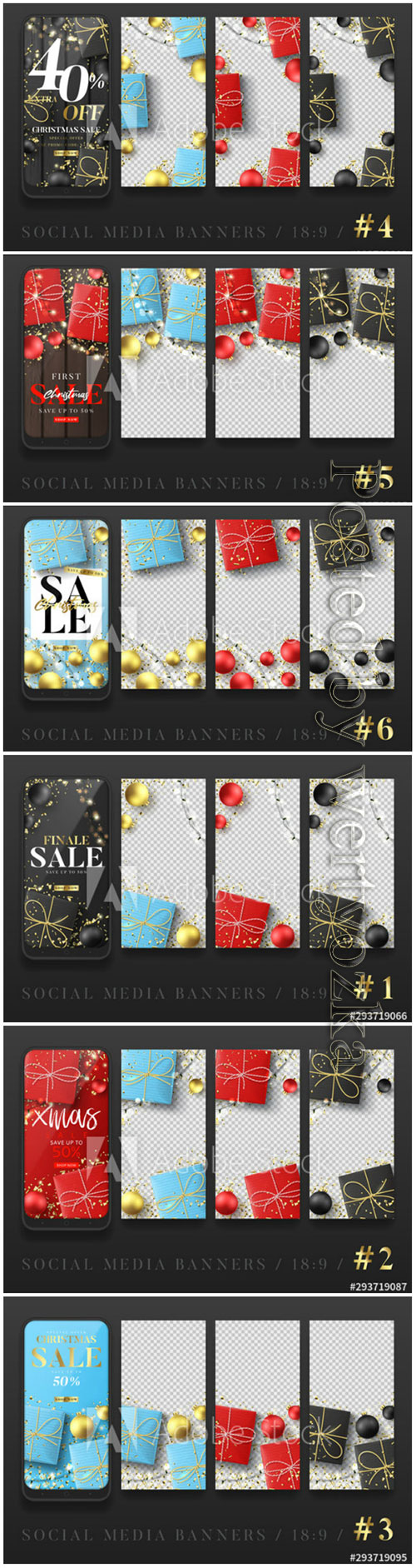 Promo template with realistic gift boxes, Christmas balls and