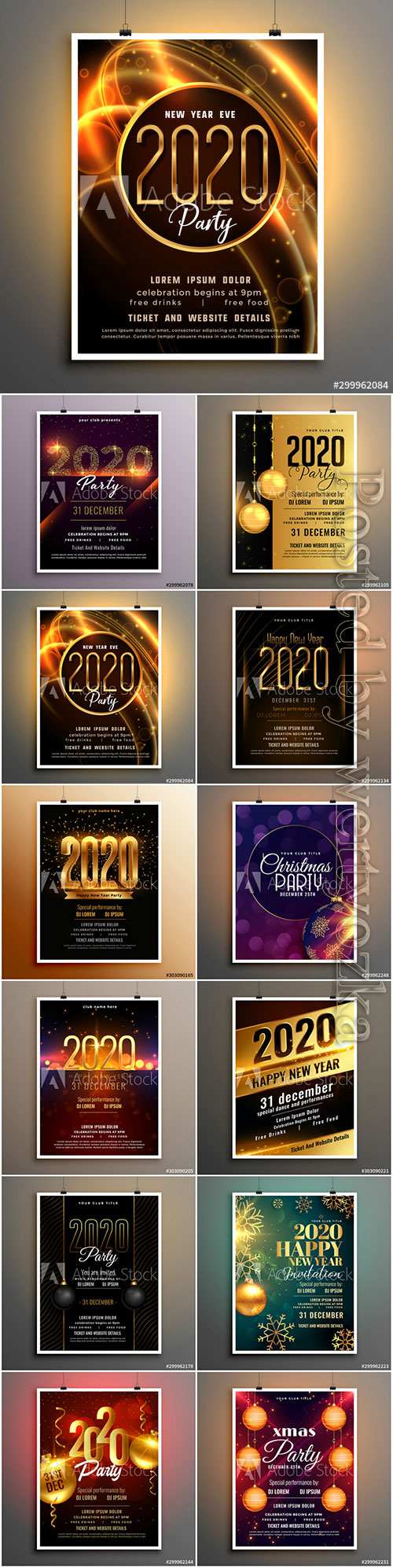 2020 new year shiny party event flyer design template