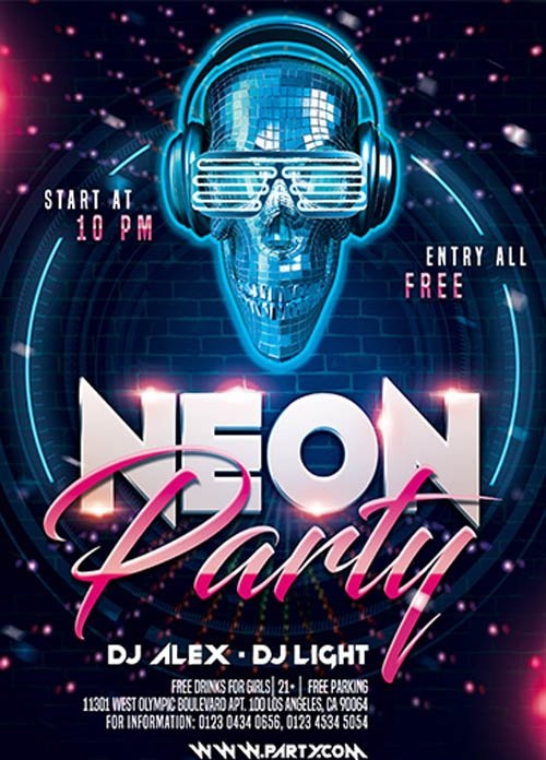 Neon Party V2211 2019 Premium PSD Flyer Template