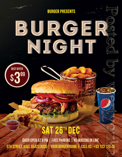Burger Night - Premium flyer psd template