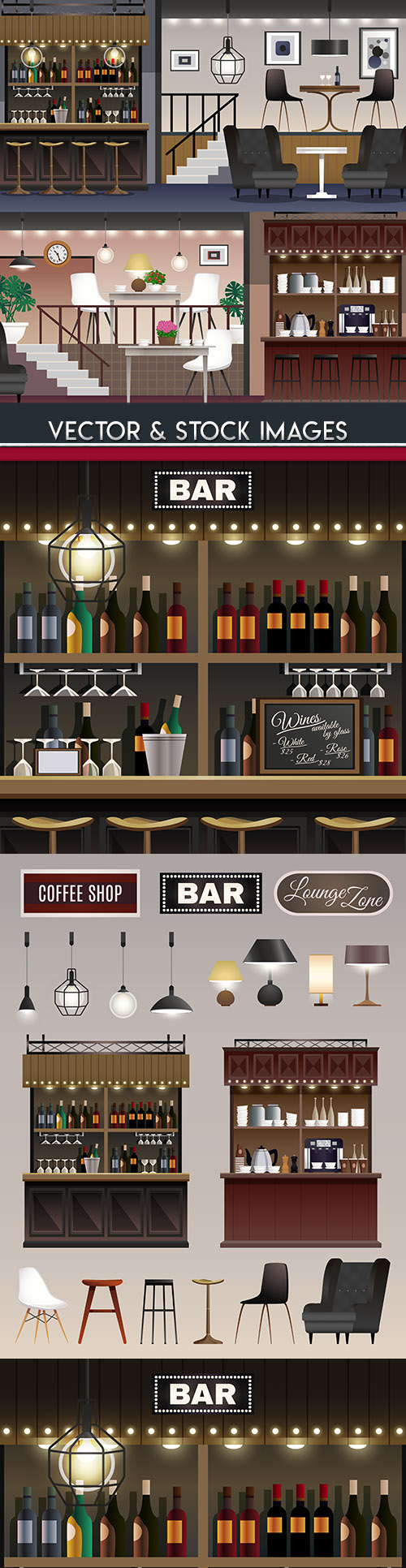 Bar and alcoholic beverages modern restaurant design