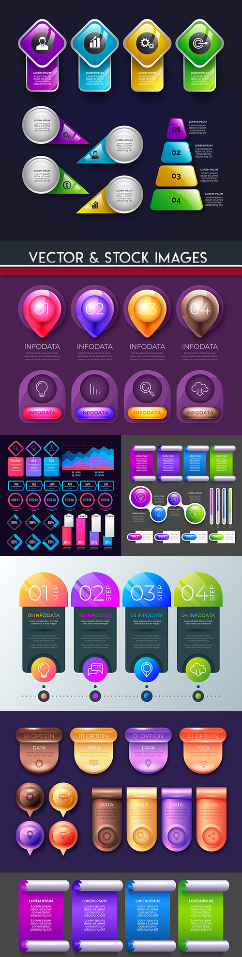 Business infographics options elements collection 110