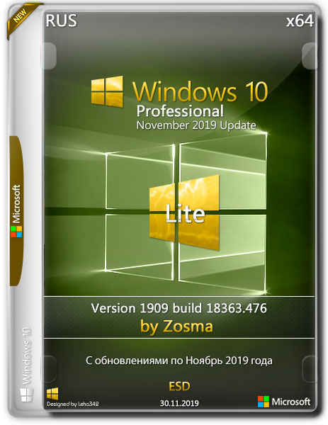 Windows 10 Pro x64 Lite 1909.18363.476 by Zosma (RUS/2019)
