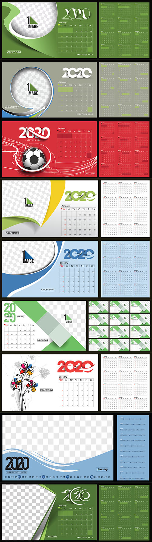 Happy new year 2020 Calendar vector illustration