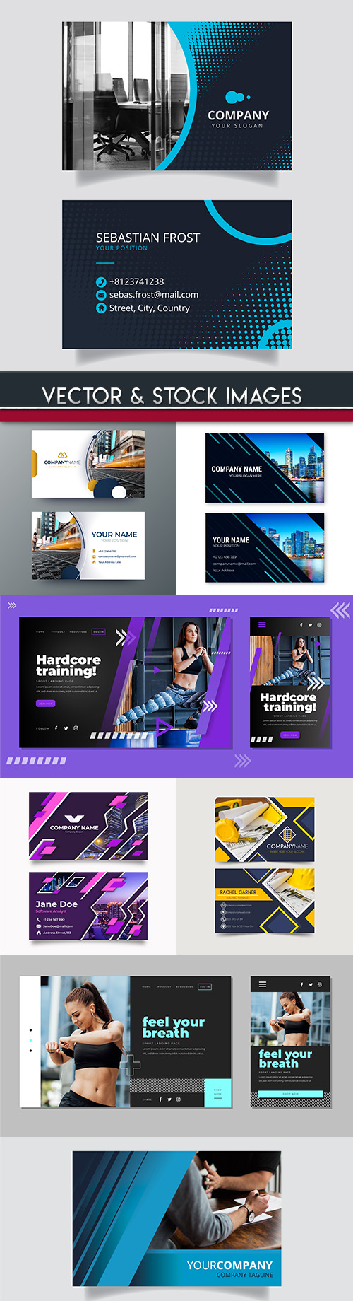 Business card and sheet template page design