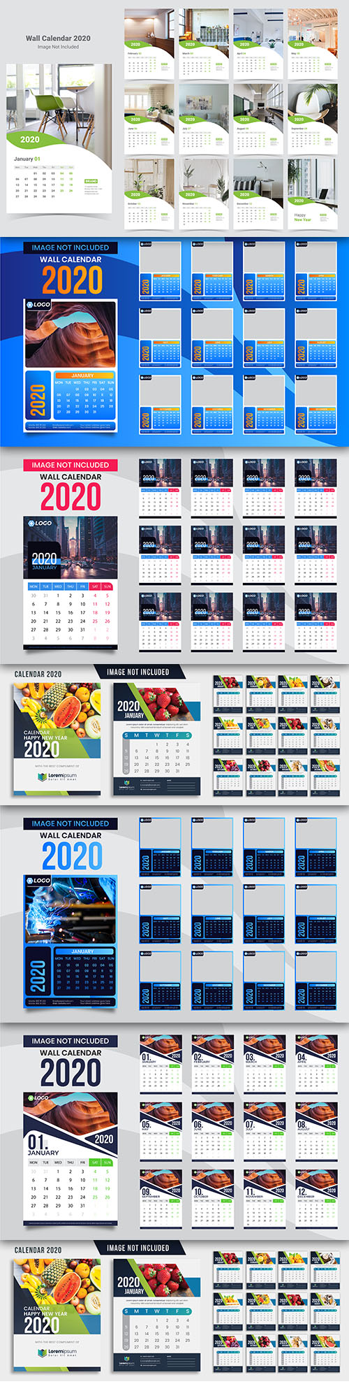 Calendar New Year 2020 design template 2 