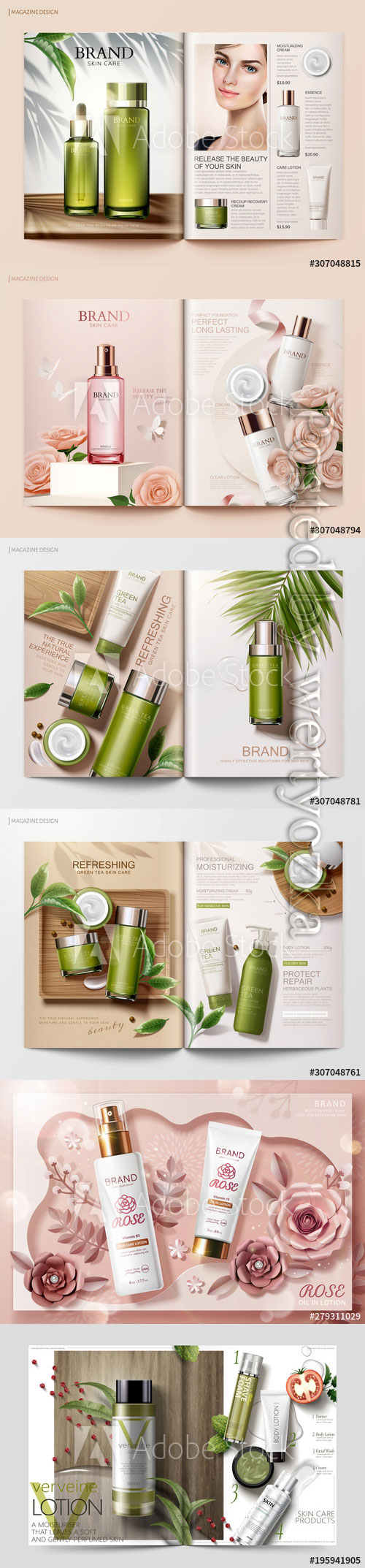 Skincare magazine vector template