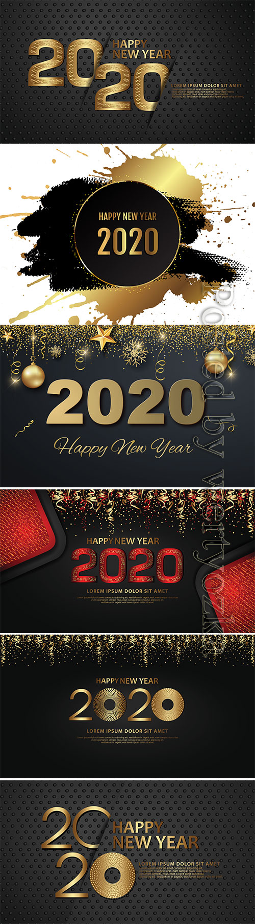 Gold Happy New Year vector background with snowflake