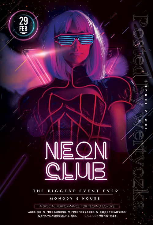 Neon Club  - Premium flyer psd template