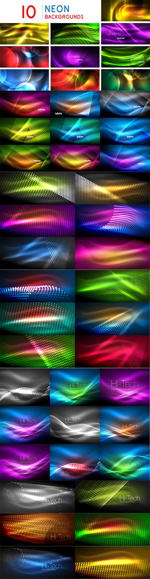 Mega collection of neon glowing waves # 8