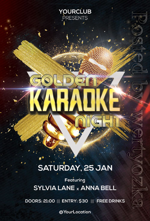 Golden Karaoke Night - Premium flyer psd template