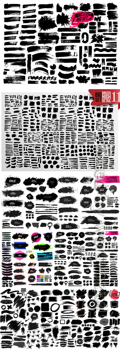 Set of painted grunge stripes vector illustration