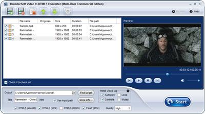 ThunderSoft Video to HTML5 Converter 2.7.0.0