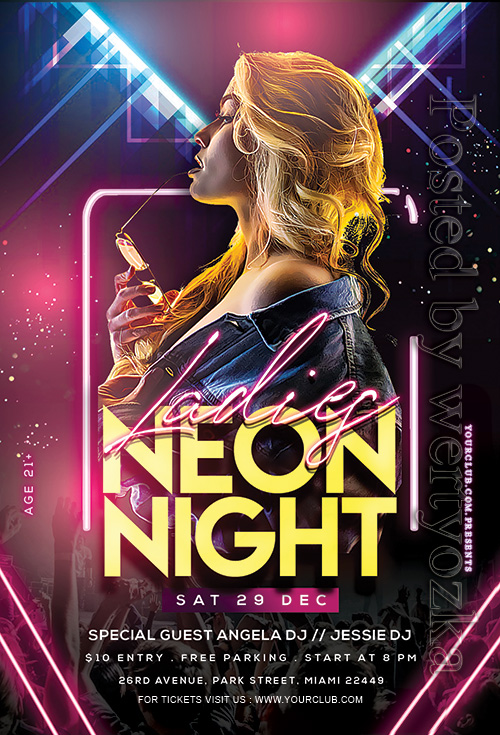 Ladies Neon Night - Premium flyer psd template