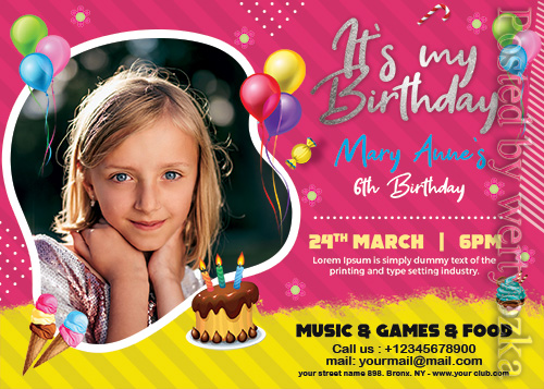 Birthday Invitation Card - Premium flyer psd template