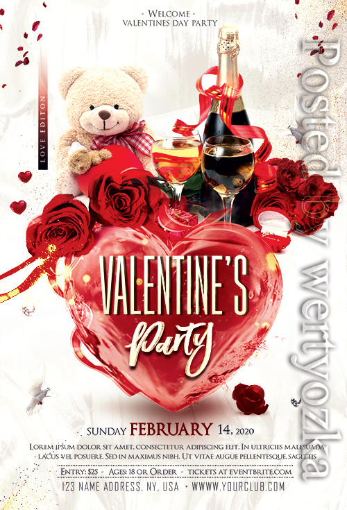 Valentines Love Party - Premium flyer psd template