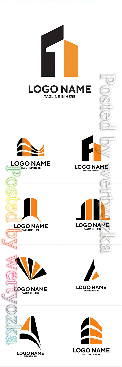 Construction and building company logos vector illustration