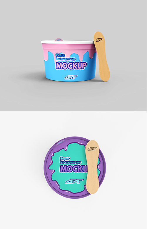 Plastic and Paper Ice Cream Cup Mockup Set