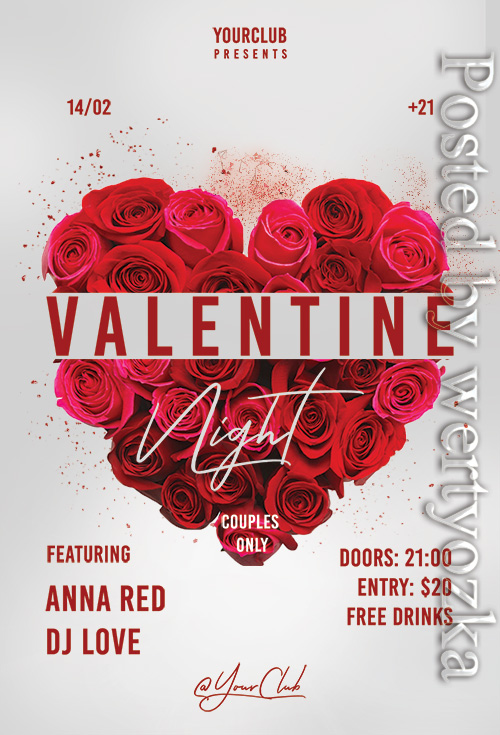 Valentine Night - Premium flyer psd template