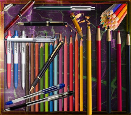 Клипарты для фотошопа - Цветные карандаши и ручки