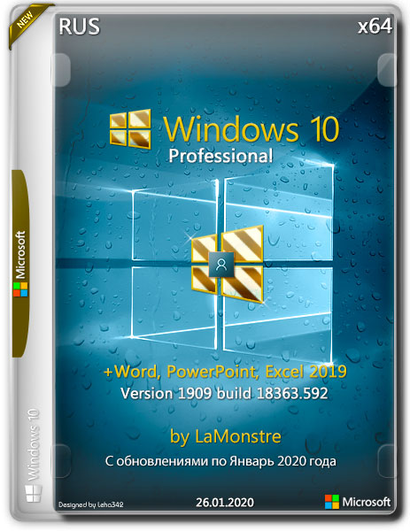 Windows 10 Pro x64 1909+Word, PowerPoint, Excel 2019 by LaMonstre (RUS/2020)