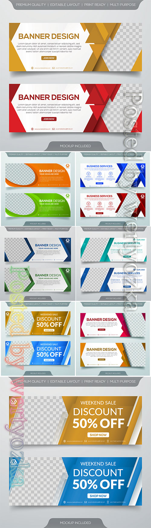 Sale vector banner template design with abstract