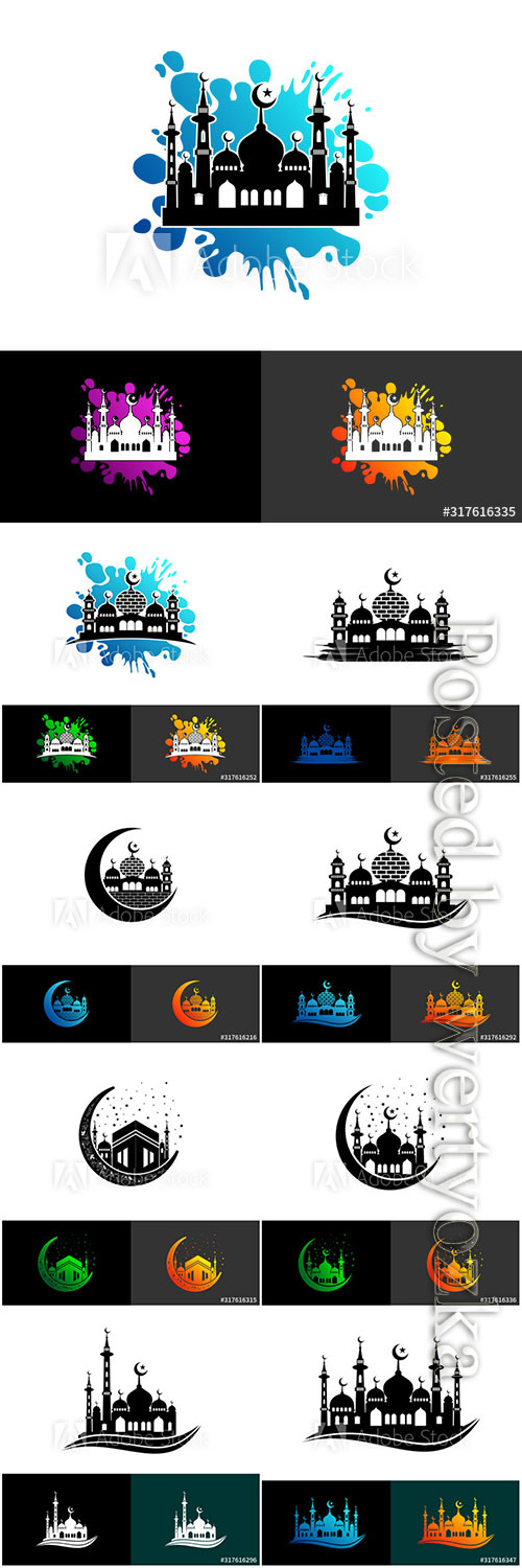 Mosque logo symbol or icon template design vector
