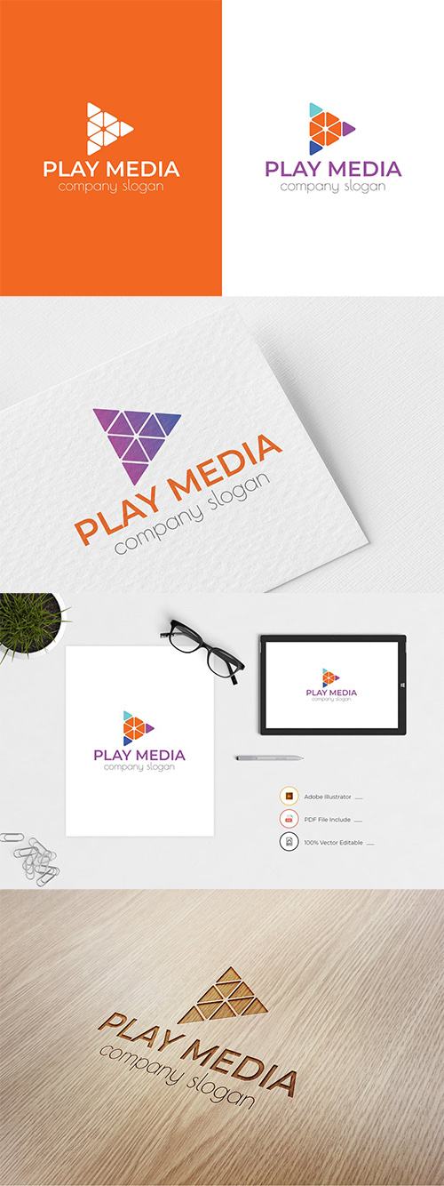 Play Media Modern Logo Template