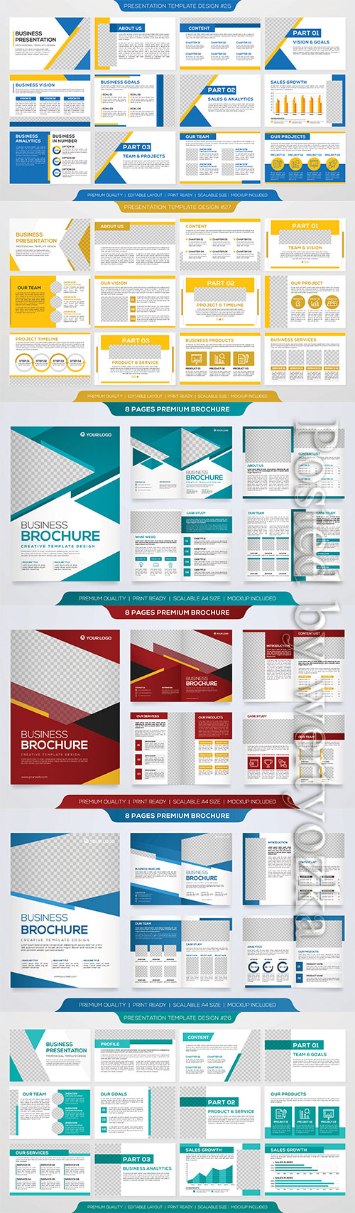 Set of business presentation template with minimalist style and modern layo ...