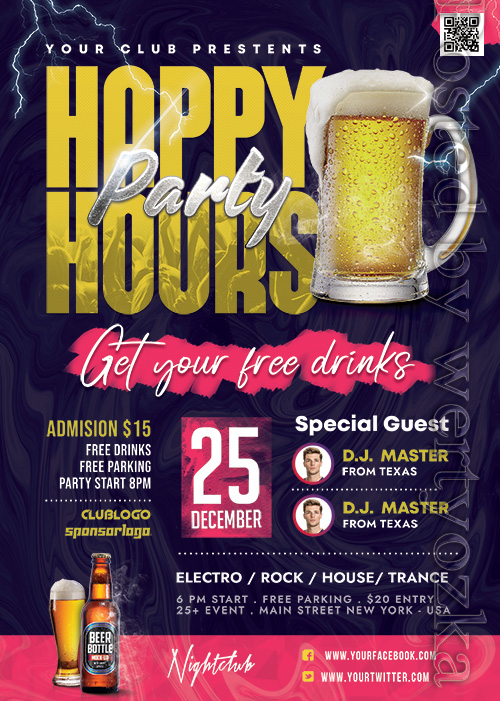 Happy Hour Club Party - Premium flyer psd template